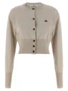 Vivienne Westwood Embroidered-logo Crop-length Cardigan In Neutral