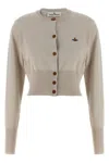 Vivienne Westwood Embroidered-logo Crop-length Cardigan In Neutral