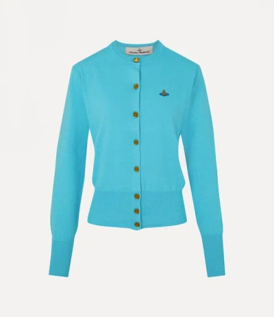 Vivienne Westwood Orb Embroidered Knitted Cardigan In Blau