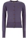 Vivienne Westwood Wool Blend Bea Cardigan With Ribbed Cuffs And Hem In Purple