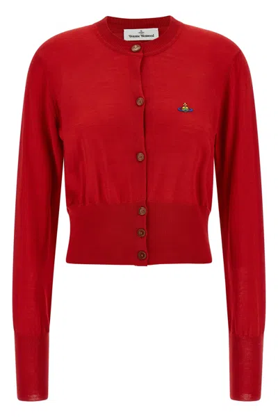 Vivienne Westwood Cropped Fitted Cardigan With Button-down Front In Red