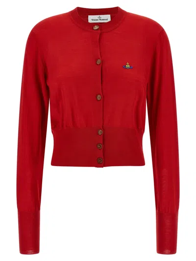 Vivienne Westwood Cropped Fitted Cardigan With Button-down Front In Red