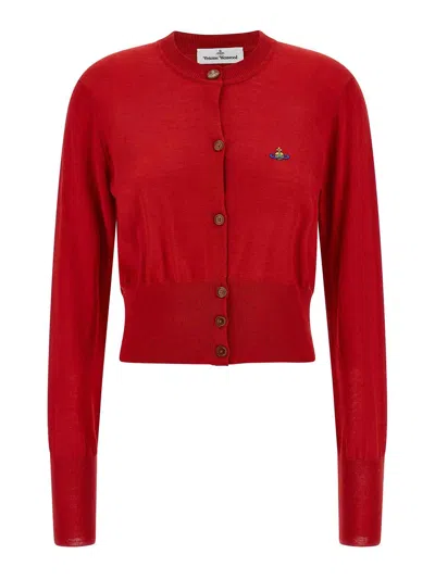 Vivienne Westwood Cropped Fitted Cardigan With Button-down Front In Red