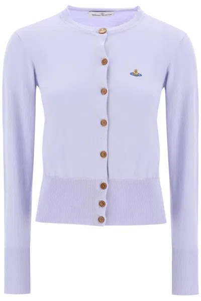 Vivienne Westwood Bea Cardigan With Logo Embroidery In Purple