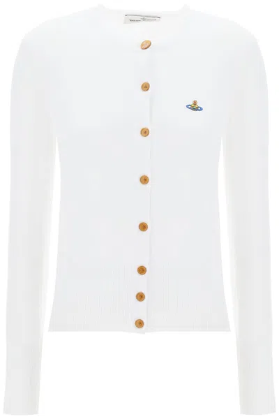 Vivienne Westwood Bea Cardigan With Logo Embroidery In Bianco