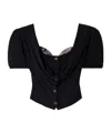 Vivienne Westwood Asymmetric Heart Crop Top With Puff Sleeves In Black