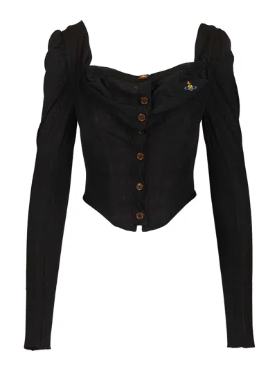 Vivienne Westwood Bea Corset Cardi Knitwear Red In Black