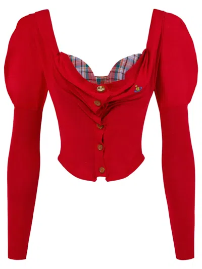 Vivienne Westwood Bea Layered Wool-blend Corset Top In Red