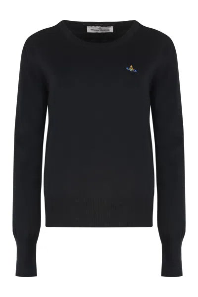 Vivienne Westwood Bea Cotton Blend Crew-neck Sweater In Black