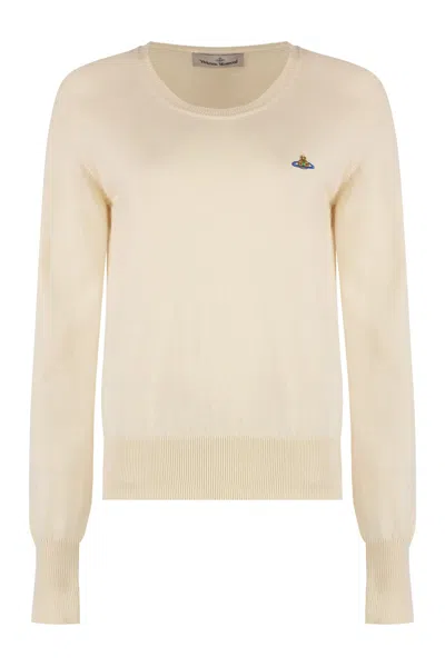 Vivienne Westwood Bea Cotton Blend Crew-neck Sweater In Panna