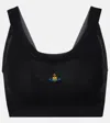 Vivienne Westwood Womens Black Bea Logo-embroidered Cotton Knitted Bra In Schwarz