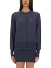 Vivienne Westwood Logo Embroidered Buttoned Cardigan In Blue