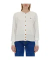 Vivienne Westwood Cardigan Bea In Misto Cotone Sabbia Donna In White