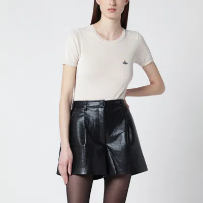 Vivienne Westwood Bea Cotton Top Short Sleeves Round Neck In Black