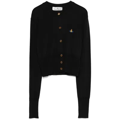 Vivienne Westwood Bea Crop Cardigan In Silk Blend In Black