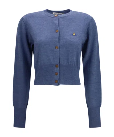 Vivienne Westwood Bea Cropped Button Cardigan In Blue