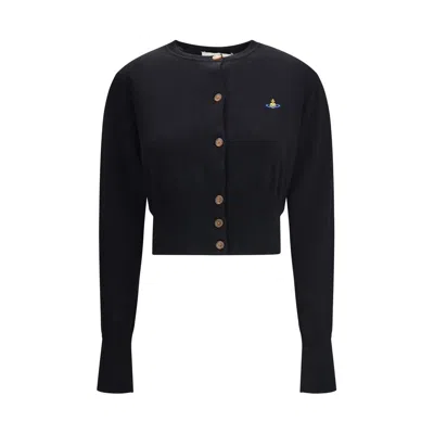 Vivienne Westwood Bea Logo Crop Cardigan In Black