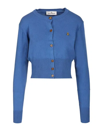 Vivienne Westwood Bea Cropped Cardi Knitwear In Blue