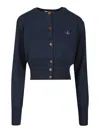 Vivienne Westwood Navy Bea Cropped Cardigan In Blue