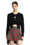Vivienne Westwood Bea Black Cardigan With Orb Embroidery And Branded Button In Cotton And Cashmere Woman In Black