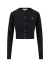 Vivienne Westwood Cropped Cardigan With Button-down Front And Embroidered Detail In Black