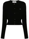 Vivienne Westwood Cropped Cardigan With Button-down Front And Embroidered Detail In Black