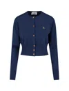 Vivienne Westwood Ribbed Crewneck Knitwear With Cuffs And Hem In Blue