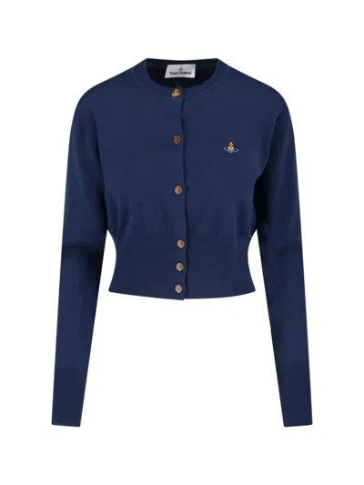 Vivienne Westwood Bea" Cropped Cardigan Blue In Black