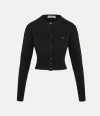 Vivienne Westwood Bea Black Cardigan With Orb Embroidery And Branded Button In Cotton And Cashmere Woman