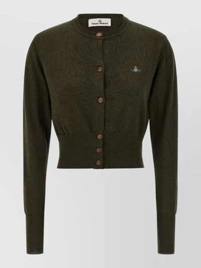 Vivienne Westwood Bea Cropped Cardigan Long Sleeve Crew Neck In Multi