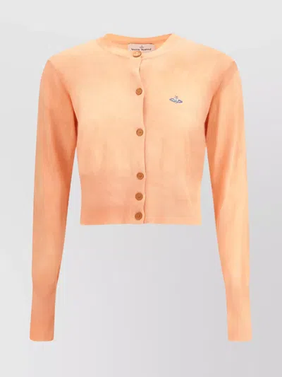 Vivienne Westwood Bea Cropped Cardigan With Signature Embroidery In Orange