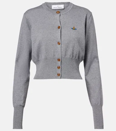Vivienne Westwood Bea Cropped Cotton And Cashmere Cardigan In Gray