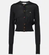 Vivienne Westwood Bea Black Cropped Cardigan With Round Neck And Front Orb Embroidery In Cotton Woman In Black