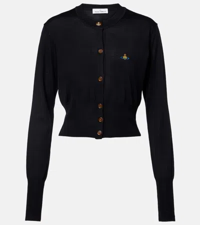 Vivienne Westwood Bea Cropped Wool And Silk Cardigan In Black