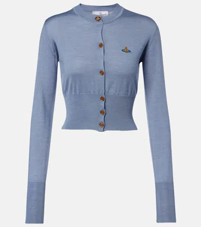Vivienne Westwood Bea Cropped Wool And Silk Cardigan In Blue