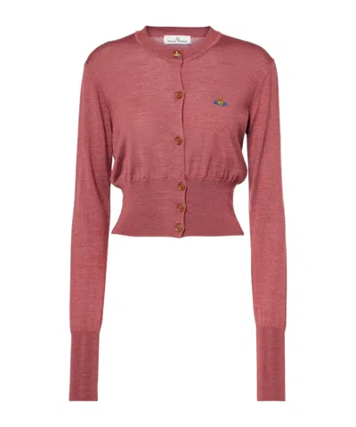 Vivienne Westwood Bea Cropped Wool And Silk Cardigan In Pink