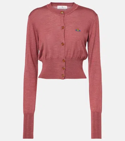 Vivienne Westwood Bea Cropped Wool And Silk Cardigan In Red