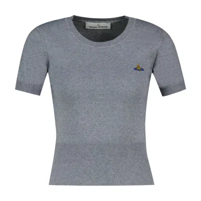 Vivienne Westwood Bea Knit Cottoncashmere Tshirt In Dark Grey In Gray