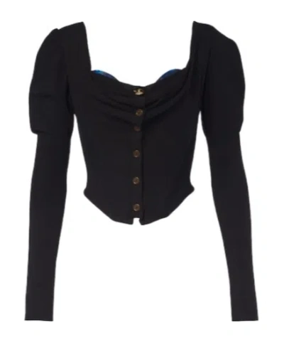 Vivienne Westwood Bea Knitted Cotton And Cashmere Cardigan In Black