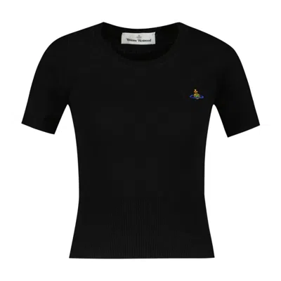 Vivienne Westwood Bea Knitted Cotton And Cashmere Tshirt In Black