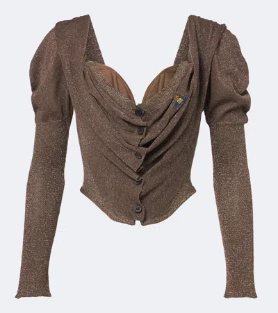 Vivienne Westwood Bea Knitted Lamé Corset Top In Brown