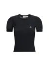 Vivienne Westwood Orb Embroidered Short-sleeved Knit Top In Black