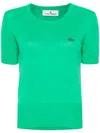 Vivienne Westwood Fitted Short-sleeve Knit Top With Ribbed Detailing In Green
