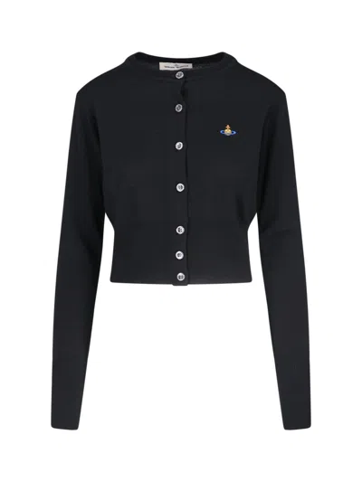 Vivienne Westwood Bea Logo Crop Cardigan In Black
