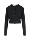 Vivienne Westwood Orb-embroidered Cropped Cardigan In Nero