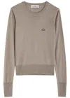 Vivienne Westwood Orb-embroidered Virgin-wool Jumper In Sand