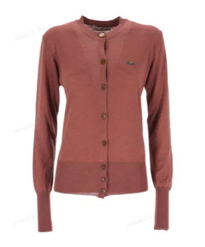 Vivienne Westwood Bea Orb-embroidered Cardigan In Brown