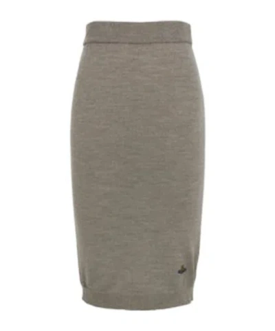 Vivienne Westwood Bea Orb-embroidered Knitted Skirt In Gray