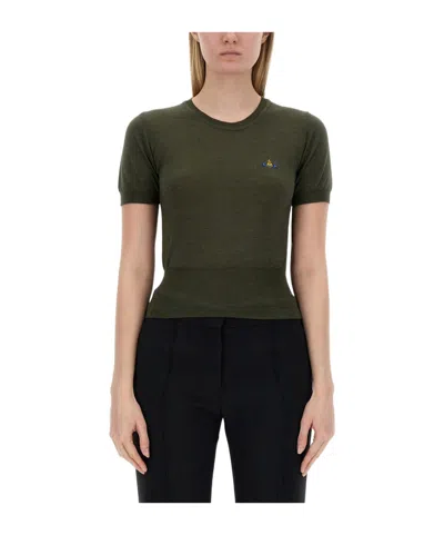 VIVIENNE WESTWOOD VIVIENNE WESTWOOD ORB-EMBROIDERED KNIT TOP