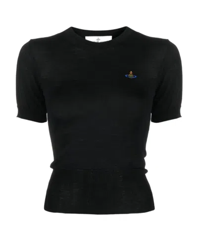 VIVIENNE WESTWOOD VIVIENNE WESTWOOD ORB EMBROIDERED SHORT-SLEEVED KNIT TOP